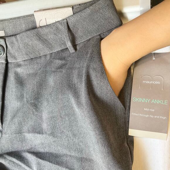 Maurices Women Dress Pants size 11/12 REG Gray Mid Rise Stretch Skinny Ankle NWT - Picture 7 of 12